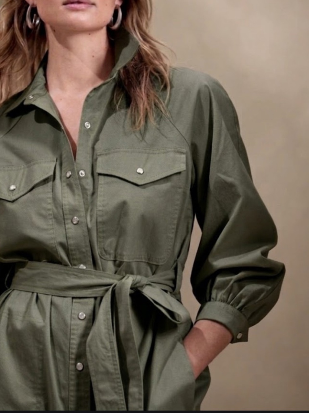 Banana Republic | Utility Snap Button Shirtdress - BELT NOT INCLUDED